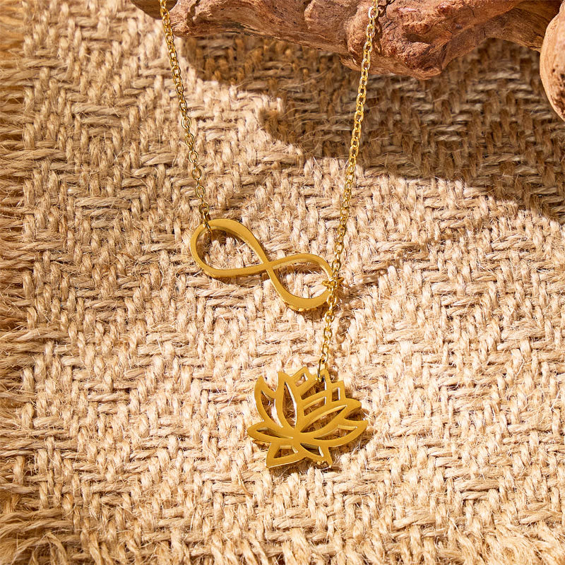 FuAttract Serenity & Love Calm Energy Lotus & Infinity Titanium Steel Necklace - Infinity & Lotus - image 0