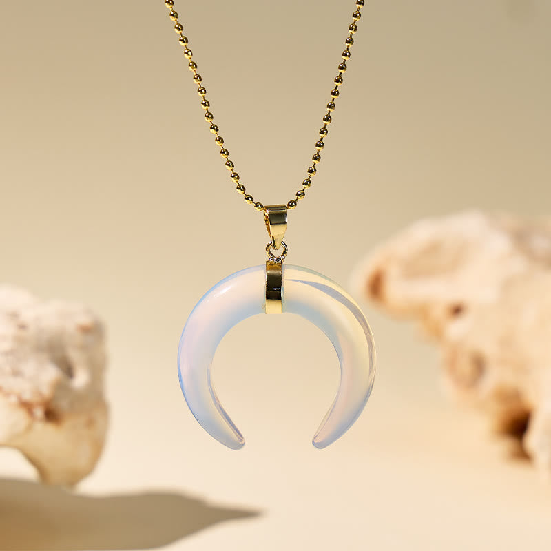FuAttract Calm Love Intuition & Spiritual Balance Crescent Moon Multi-Stone Necklace - Opalite - image 14