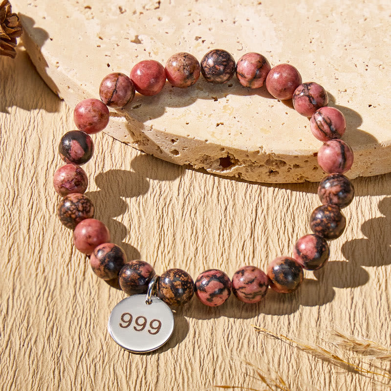 FuAttract Angel Numbers Rhodonite Stainless Steel Bracelet – Heart Balance Strength - image 2