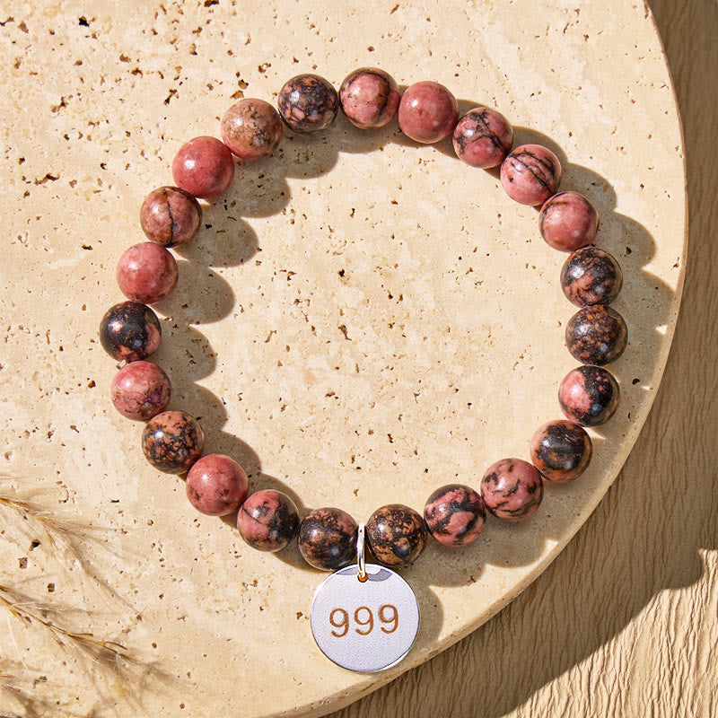 FuAttract Angel Numbers Rhodonite Stainless Steel Bracelet – Heart Balance Strength - image 1