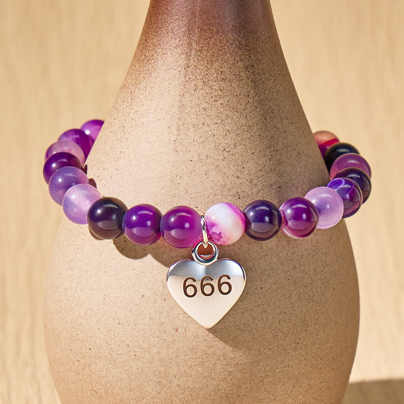 FuAttract Stability Calm Angel Numbers Purple Stripe Agate Stainless Steel Bracelet - image 3