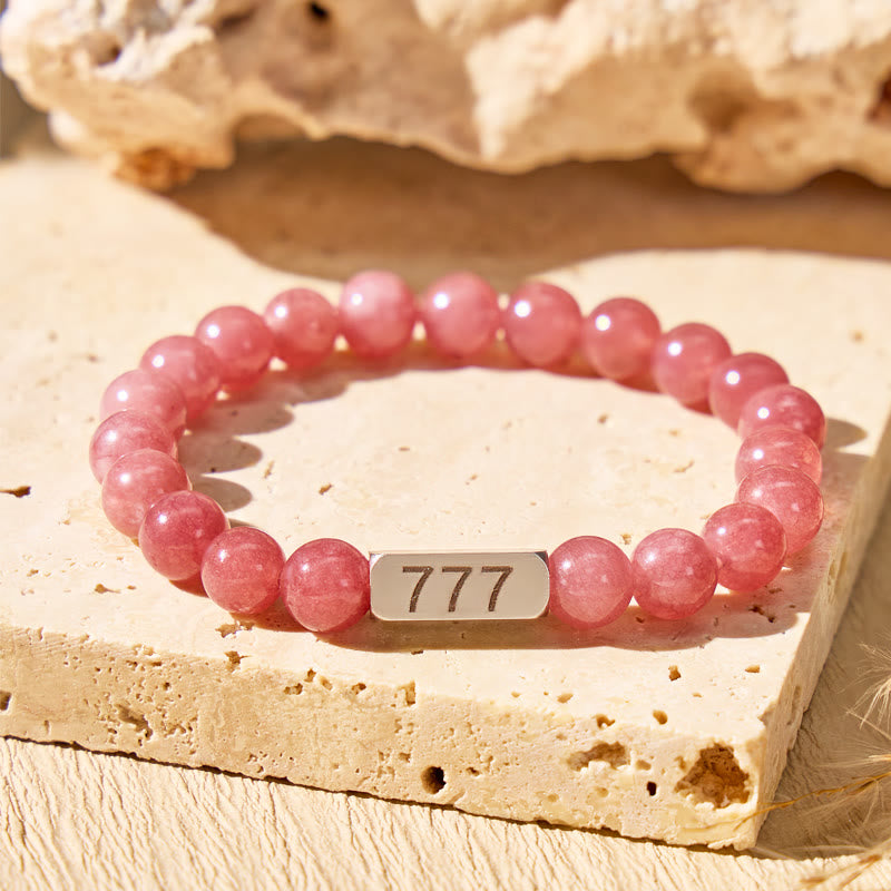FuAttract Love Energy Balance Angel Numbers Strawberry Quartz Stainless Steel Bracelet - 999 - image 0
