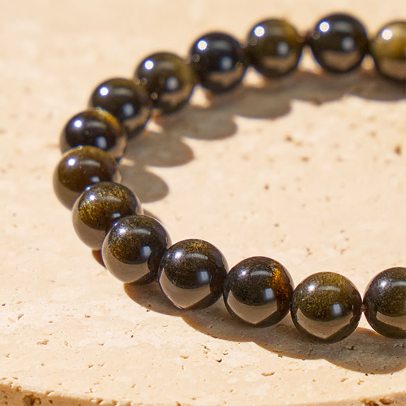 FuAttract Crescent Moon Golden Obsidian Bracelet – Clarity Protection Calm Energy - image 5