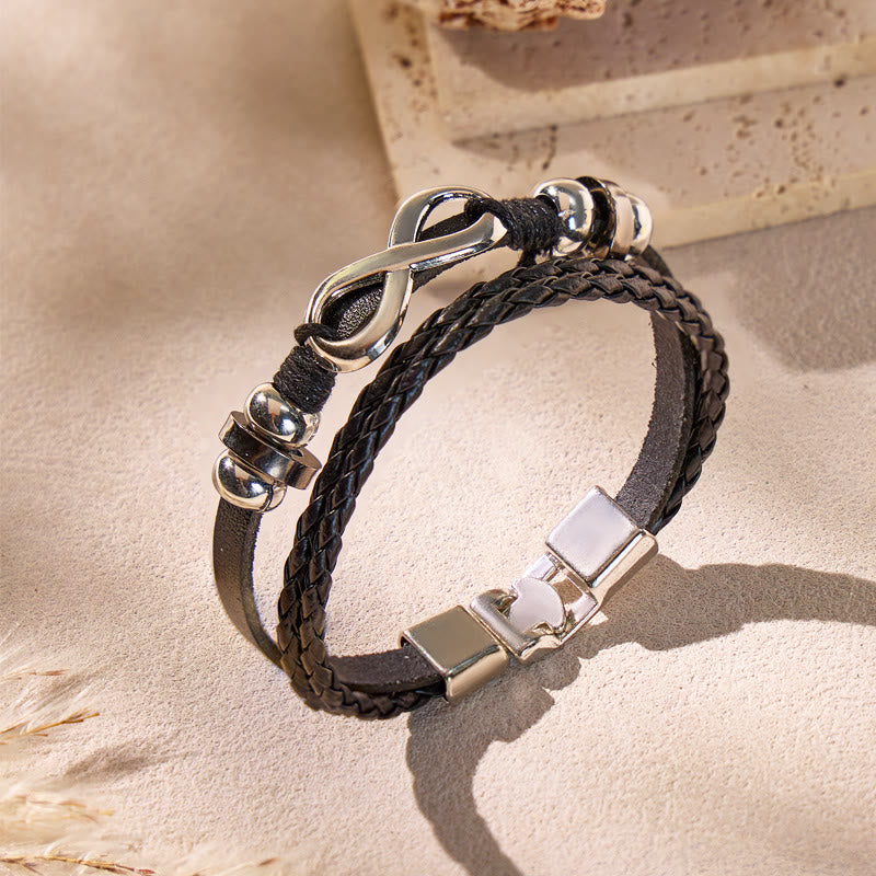 FuAttract Infinity Leather Bracelet – Love Vitality Strength Minimal Energy - Infinity - image 0