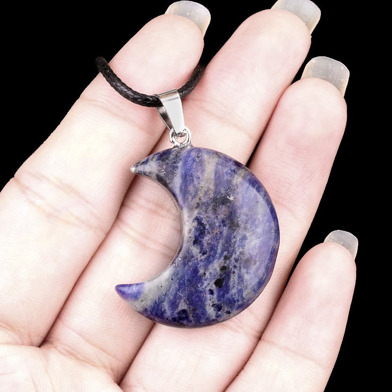 FuAttract Crescent Moon Multi-Stone Necklace – Calm Protection Balance & Emotional Healing - Blue Lace Agate - image 19