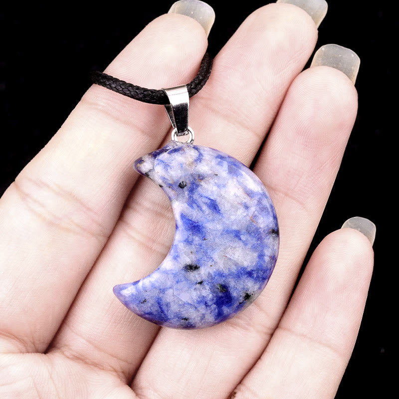 FuAttract Crescent Moon Multi-Stone Necklace – Calm Protection Balance & Emotional Healing - Sodalite - image 16