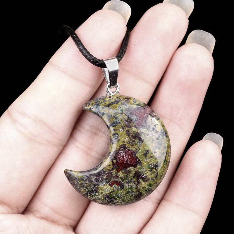 FuAttract Crescent Moon Multi-Stone Necklace – Calm Protection Balance & Emotional Healing - Dragon Blood Jasper - image 23