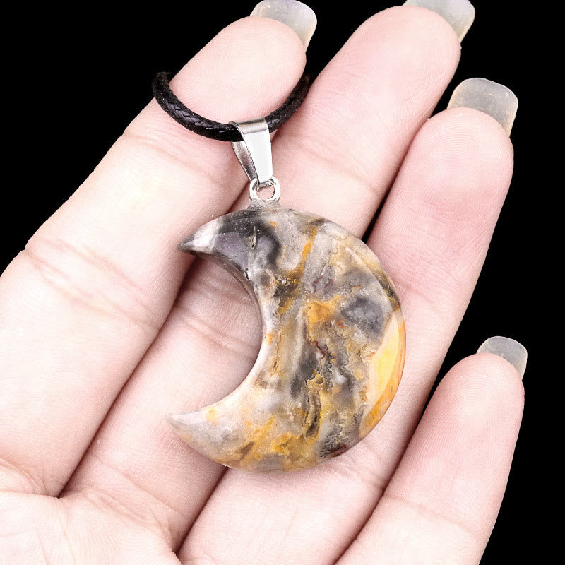 FuAttract Crescent Moon Multi-Stone Necklace – Calm Protection Balance & Emotional Healing - Crazy Lace Agate - image 24