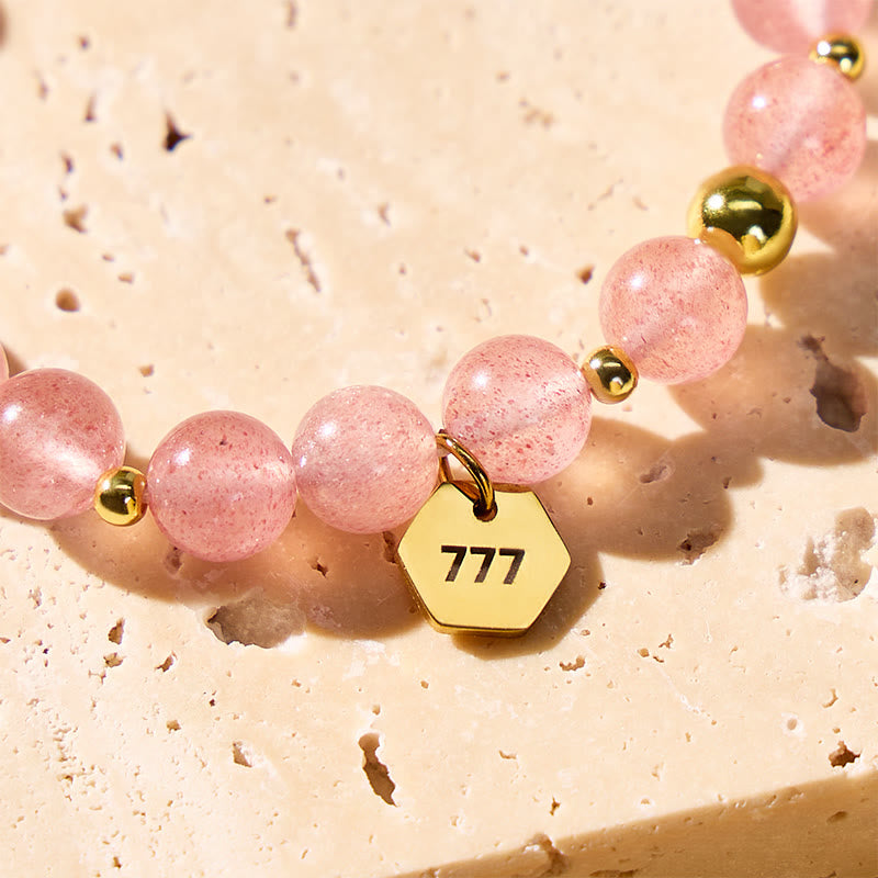 FuAttract Love Healing Angel Numbers Strawberry Quartz Stainless Steel Bracelet - image 4
