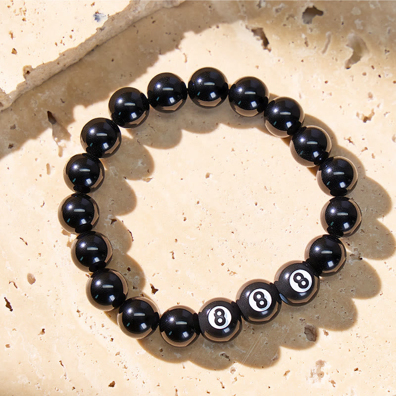 FuAttract Angel Numbers Om Mani Padme Hum Black Obsidian Bracelet – Grounding Energy - image 1