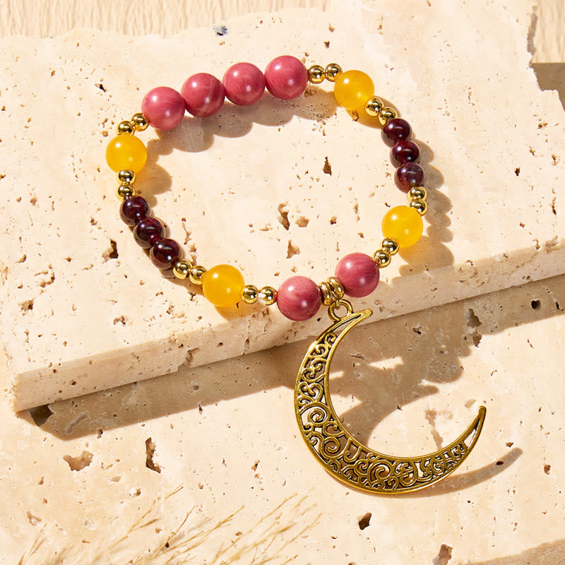 FuAttract Abundance Vitality Crescent Moon Rhodonite Citrine Garnet Bracelet - image 2
