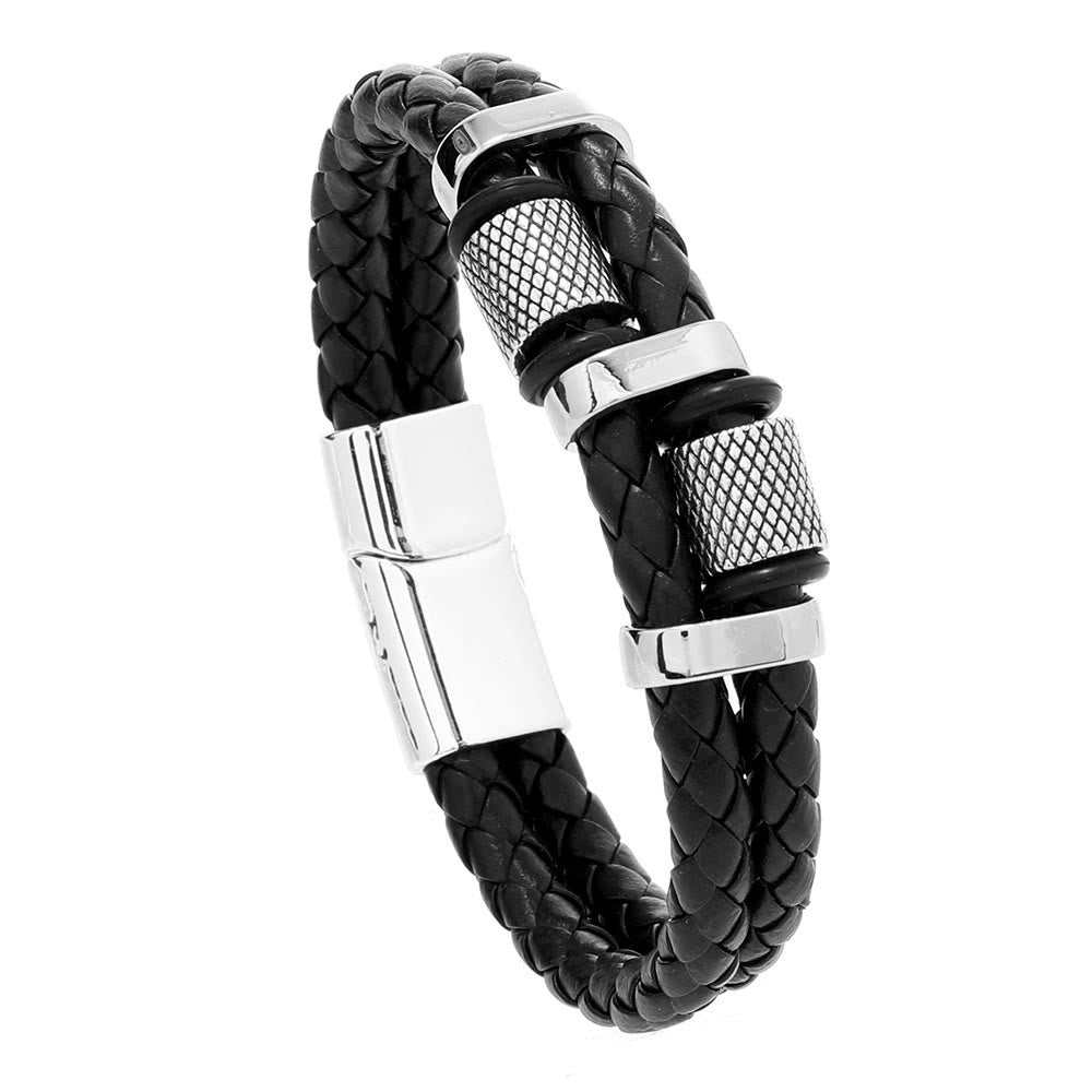 FuAttract Grounding Focus Vitality Strength Leather Braided Bracelet - Silver - 23cm - image 7