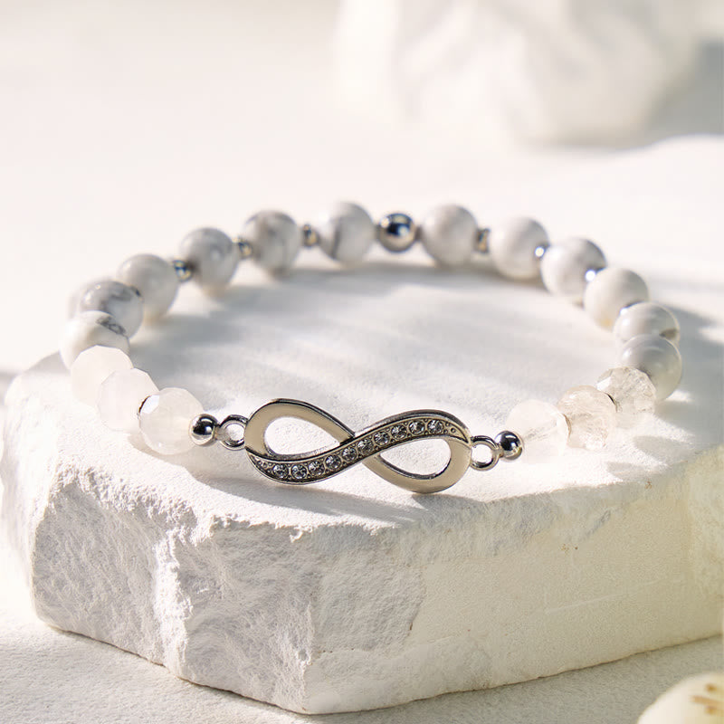 FuAttract Clarity Strength Infinity White Turquoise Black Rutilated Quartz Bracelet - image 2