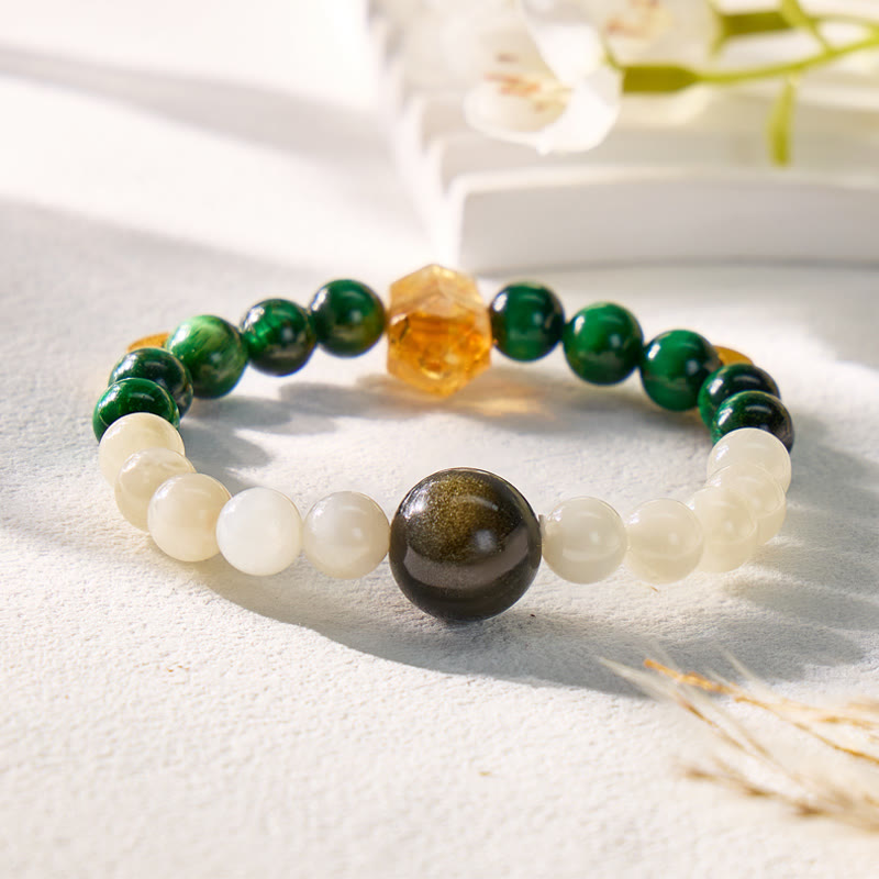 FuAttract Crescent Moon Moonstone Green Tiger's Eye Bracelet – Calm Focus Prosperity - image 2