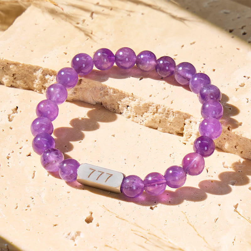 FuAttract Angel Numbers Amethyst Stainless Steel Bracelet – Calm Strength Guidance - 999 - image 0