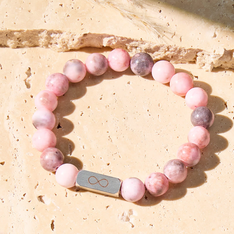 FuAttract Balance Strength Infinity Pink Zebra Jasper Stainless Steel Bracelet - image 1