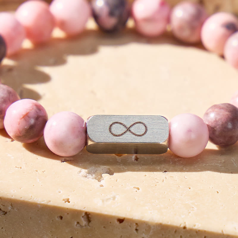 FuAttract Balance Strength Infinity Pink Zebra Jasper Stainless Steel Bracelet - image 4
