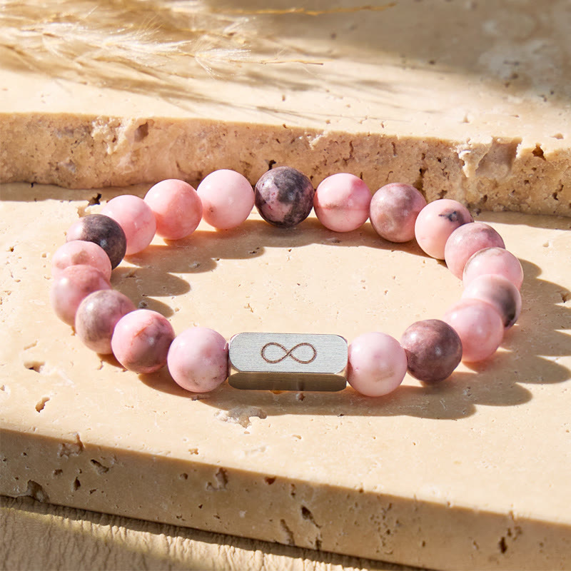 FuAttract Balance Strength Infinity Pink Zebra Jasper Stainless Steel Bracelet - image 2