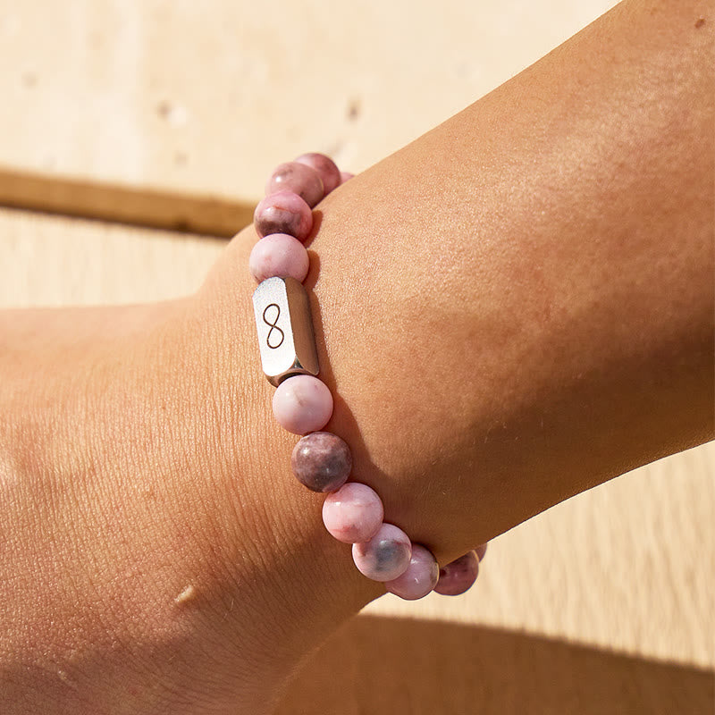 FuAttract Balance Strength Infinity Pink Zebra Jasper Stainless Steel Bracelet - image 3