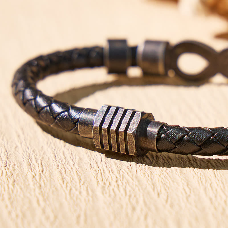 FuAttract Love Strength Balance Infinity Leather Stainless Steel Bracelet - image 5