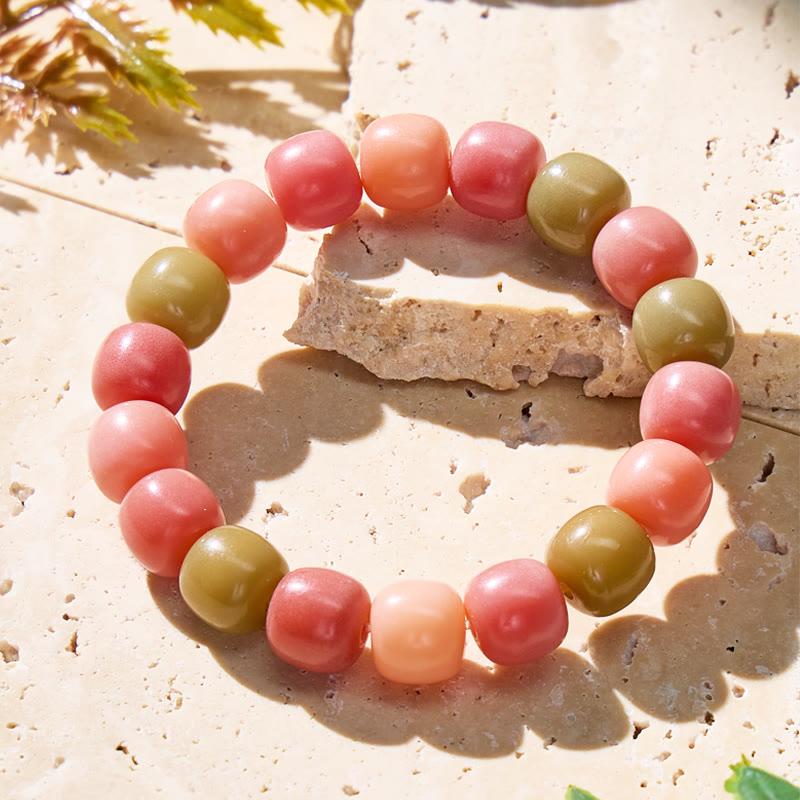 FuAttract Spiritual Awakening Wisdom Calm Energy Bodhi Seed Bracelet - Peach Blossom Greenery - 12mm - image 9