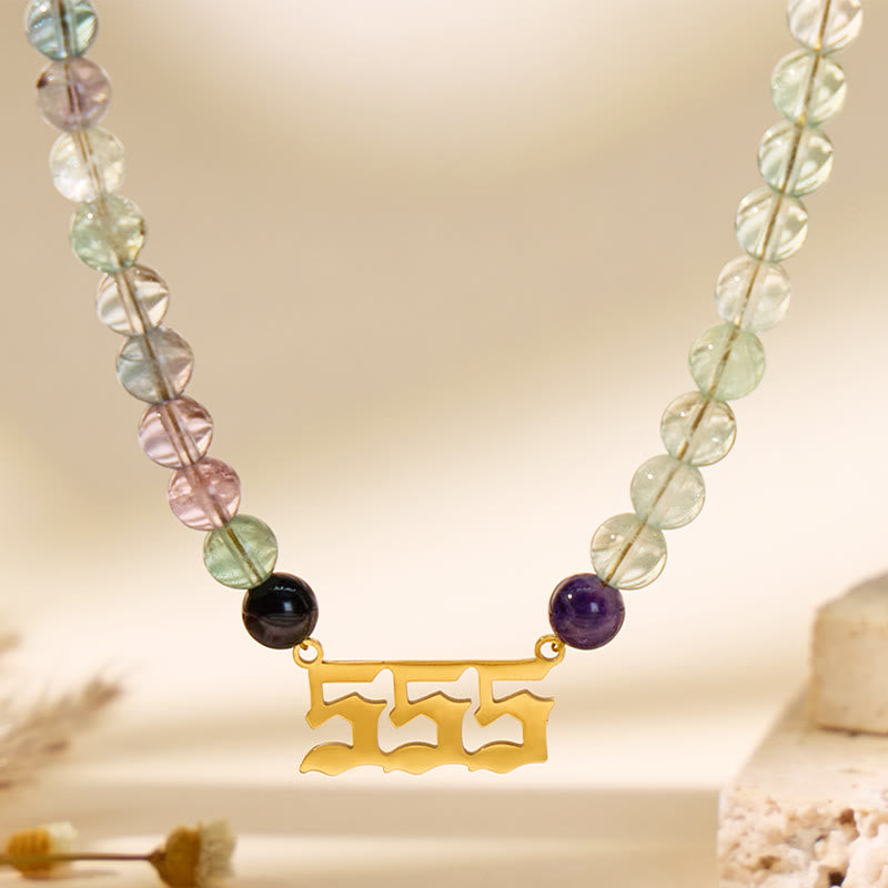 FuAttract Focus Alignment Angel Numbers Fluorite Stainless Steel Necklace - image 1