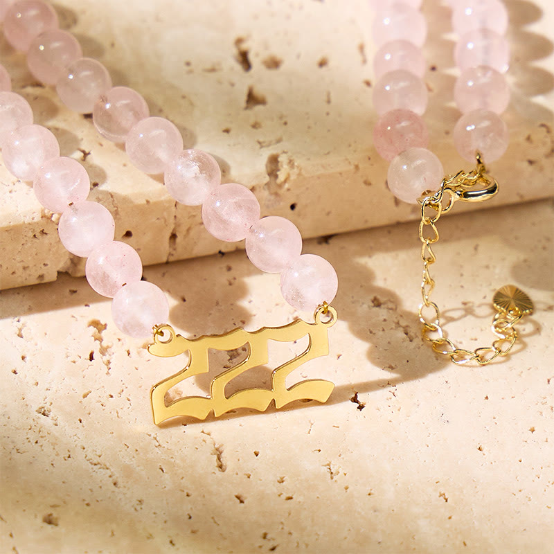 FuAttract Guidance Balance Angel Numbers Rose Quartz Stainless Steel Necklace - image 1
