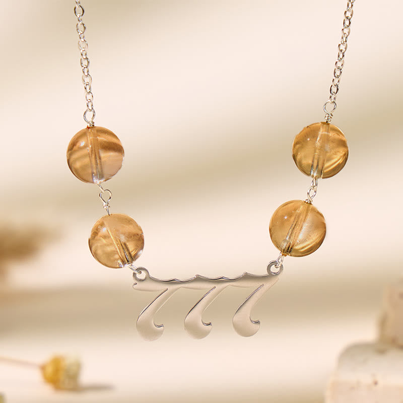 FuAttract Abundance Clarity Angel Numbers Citrine Stainless Steel Necklace - Silver - 999 - image 11