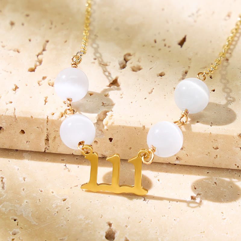 FuAttract Calm Intuition Angel Numbers Cat's Eye Stainless Steel Necklace - Gold - 999 - image 0