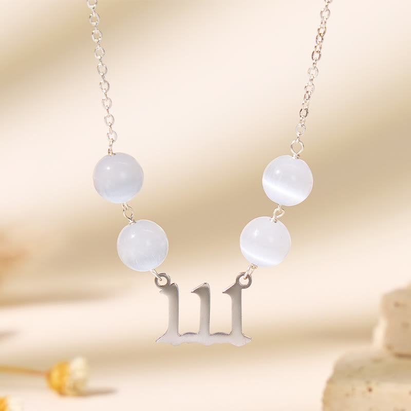 FuAttract Calm Intuition Angel Numbers Cat's Eye Stainless Steel Necklace - image 11