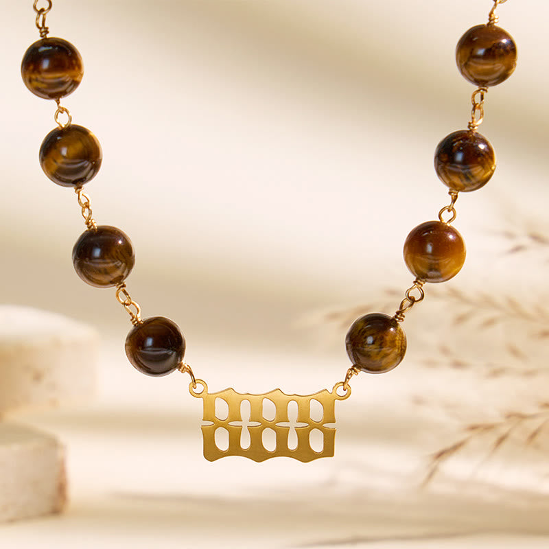 FuAttract Courage Strength Angel Numbers Tiger's Eye Stainless Steel Necklace - image 2
