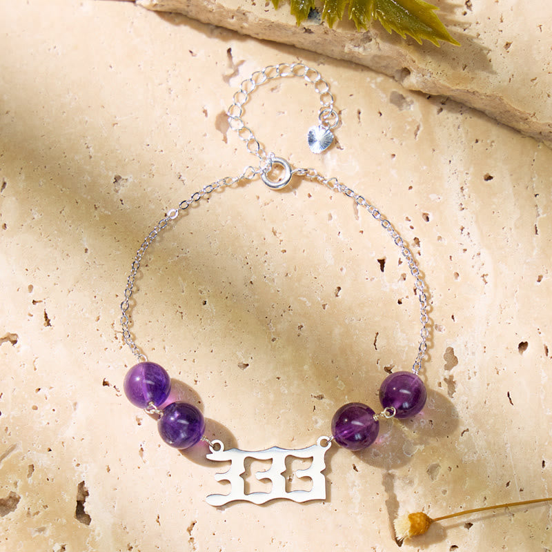 FuAttract Intuition Balance Angel Numbers Amethyst Stainless Steel Bracelet - Silver - 999 - image 7