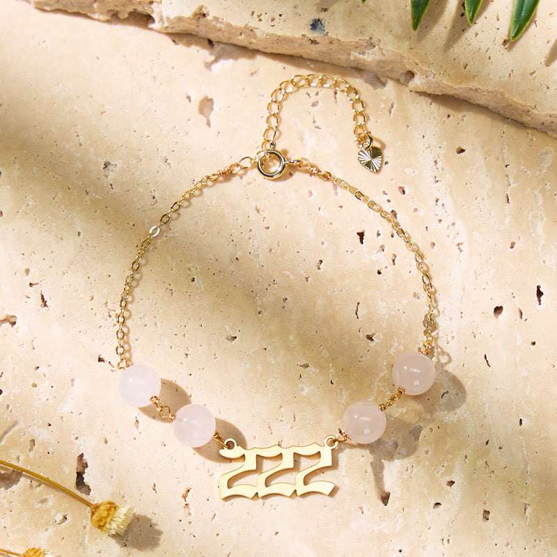 FuAttract Love Balance Angel Numbers Rose Quartz Stainless Steel Bracelet - image 1
