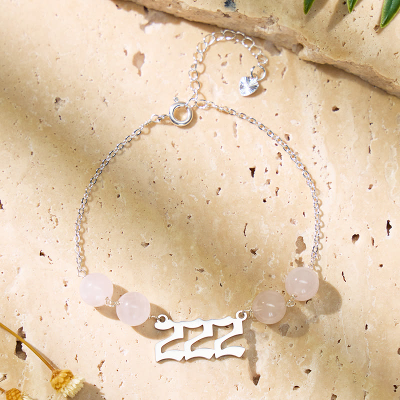 FuAttract Love Balance Angel Numbers Rose Quartz Stainless Steel Bracelet - Silver - 999 - image 5