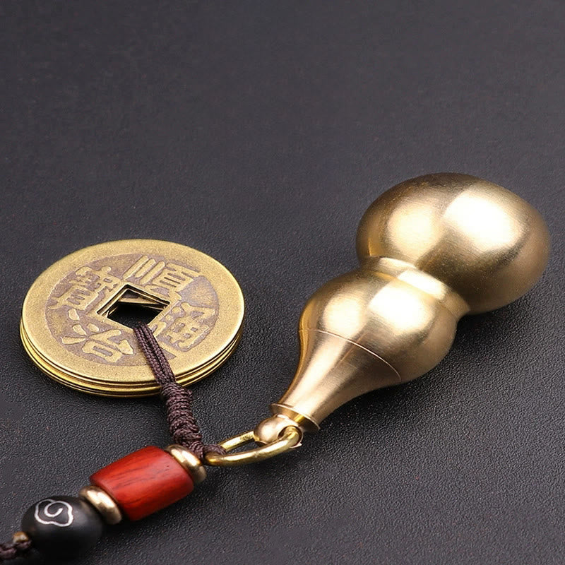 FuAttract Protection Fortune Grounded Energy Brass Cinnabar Calabash Keychain - image 1
