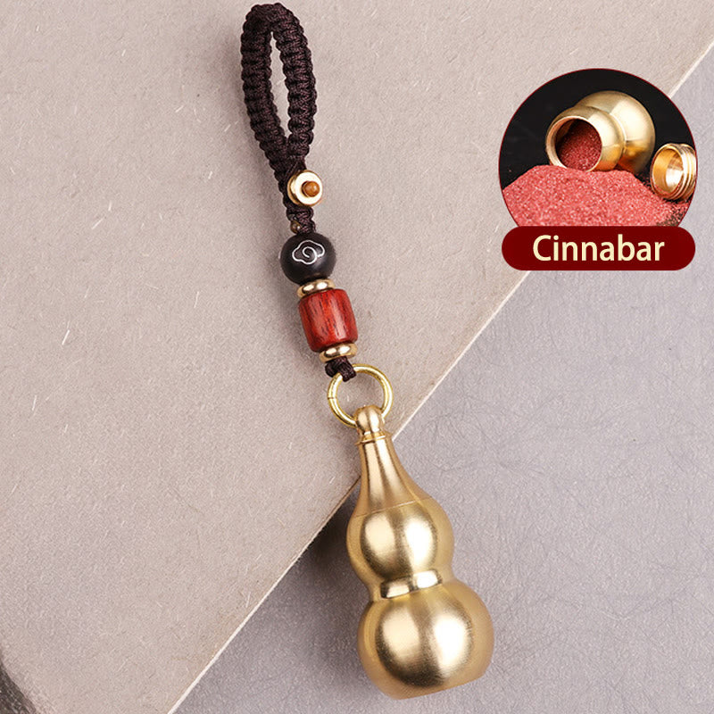 FuAttract Protection Fortune Grounded Energy Brass Cinnabar Calabash Keychain - Brass - image 0