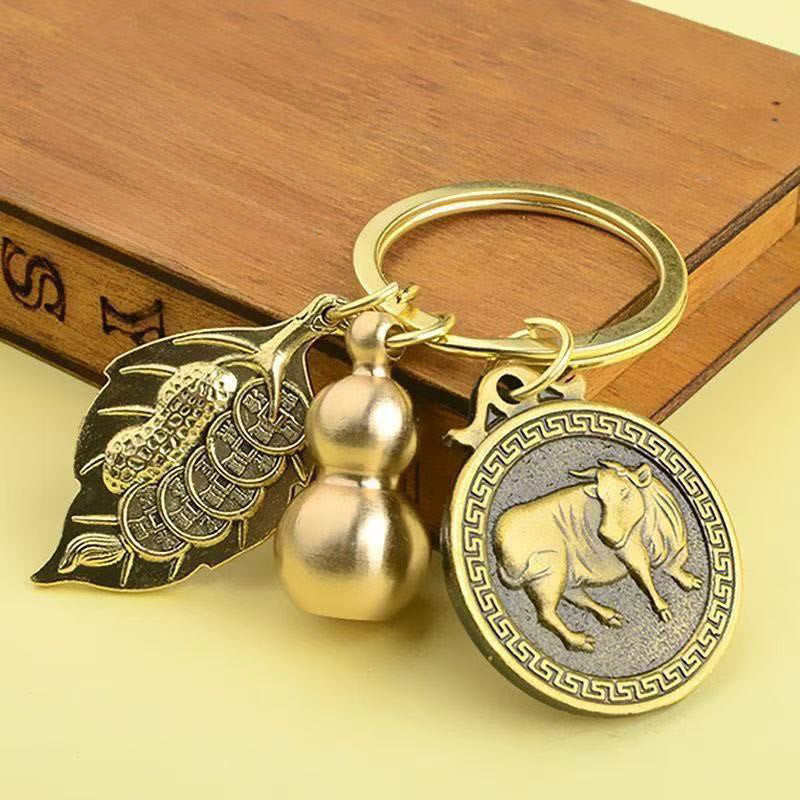 FuAttract Protection Vital Energy Chinese Zodiac Calabash Cinnabar Keychain - Ox - image 2