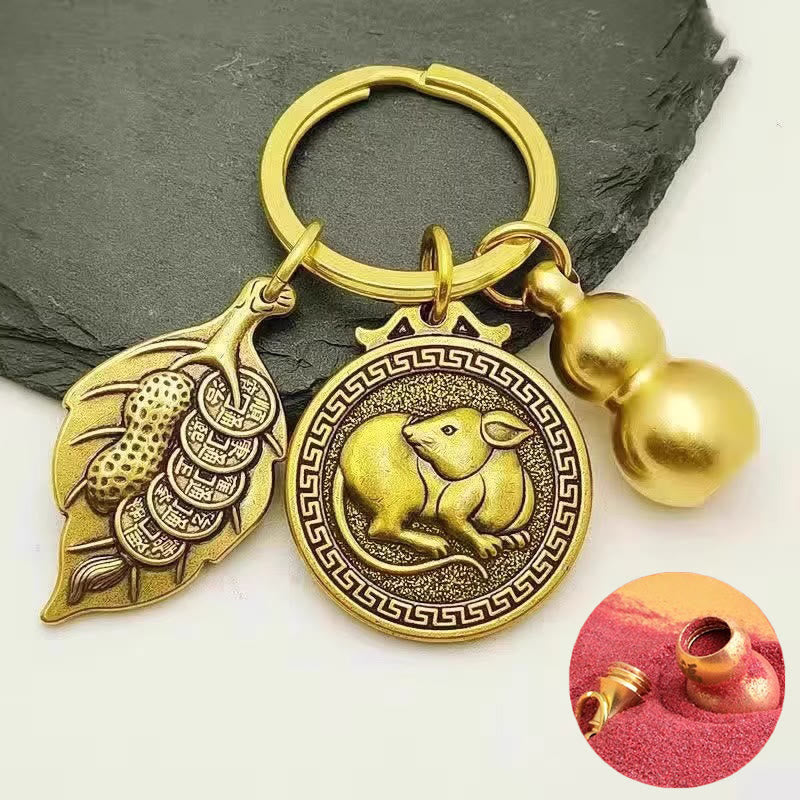 FuAttract Protection Vital Energy Chinese Zodiac Calabash Cinnabar Keychain - Rat - image 1
