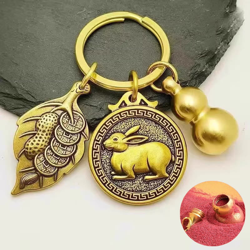 FuAttract Protection Vital Energy Chinese Zodiac Calabash Cinnabar Keychain - Rabbit - image 3