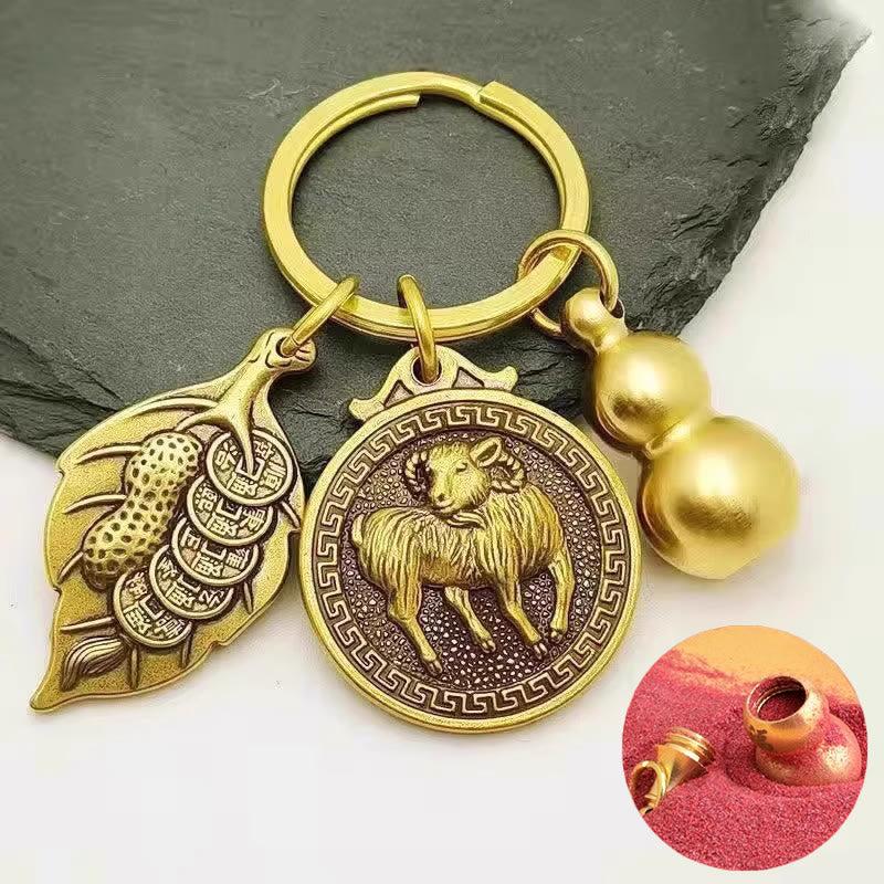FuAttract Protection Vital Energy Chinese Zodiac Calabash Cinnabar Keychain - Goat - image 7