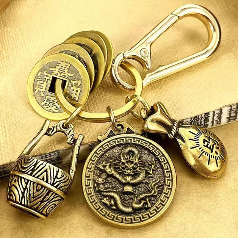 FuAttract Fortune Protection Energy Flow Chinese Zodiac Brass Keychain - Dragon - image 4