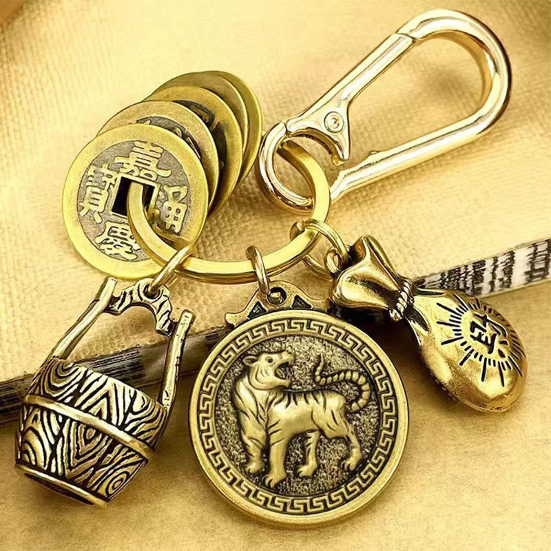FuAttract Fortune Protection Energy Flow Chinese Zodiac Brass Keychain - Tiger - image 2