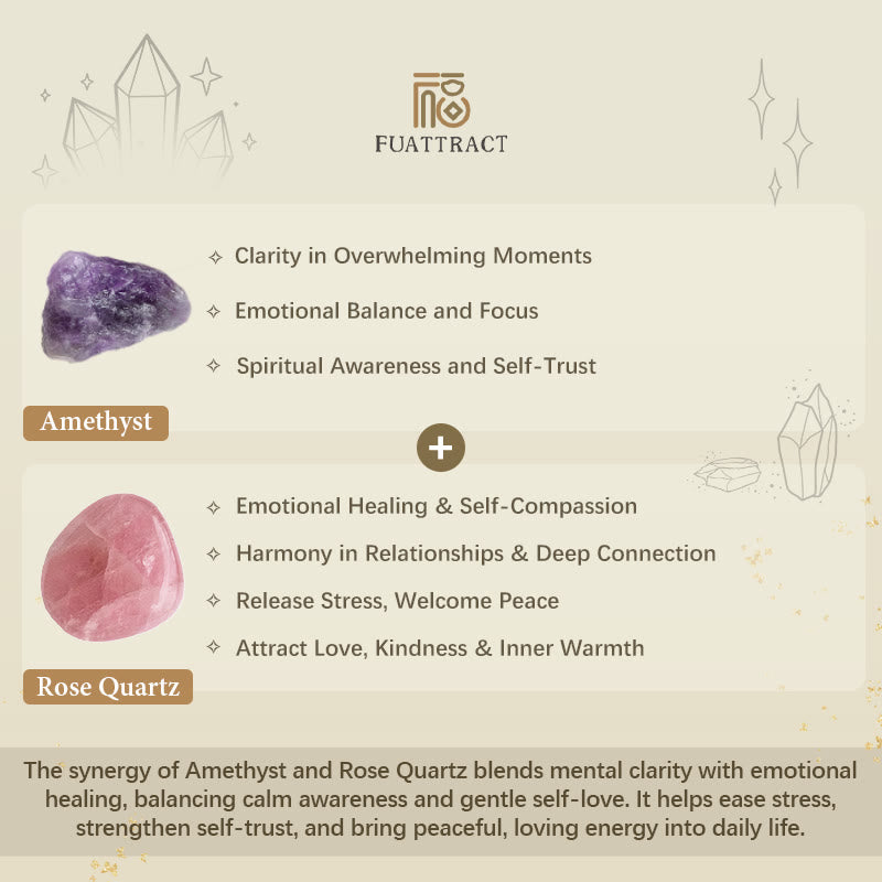 FuAttract Healing Calm Mother's Day Love Gift Rose Quartz Amethyst Bracelet - image 7