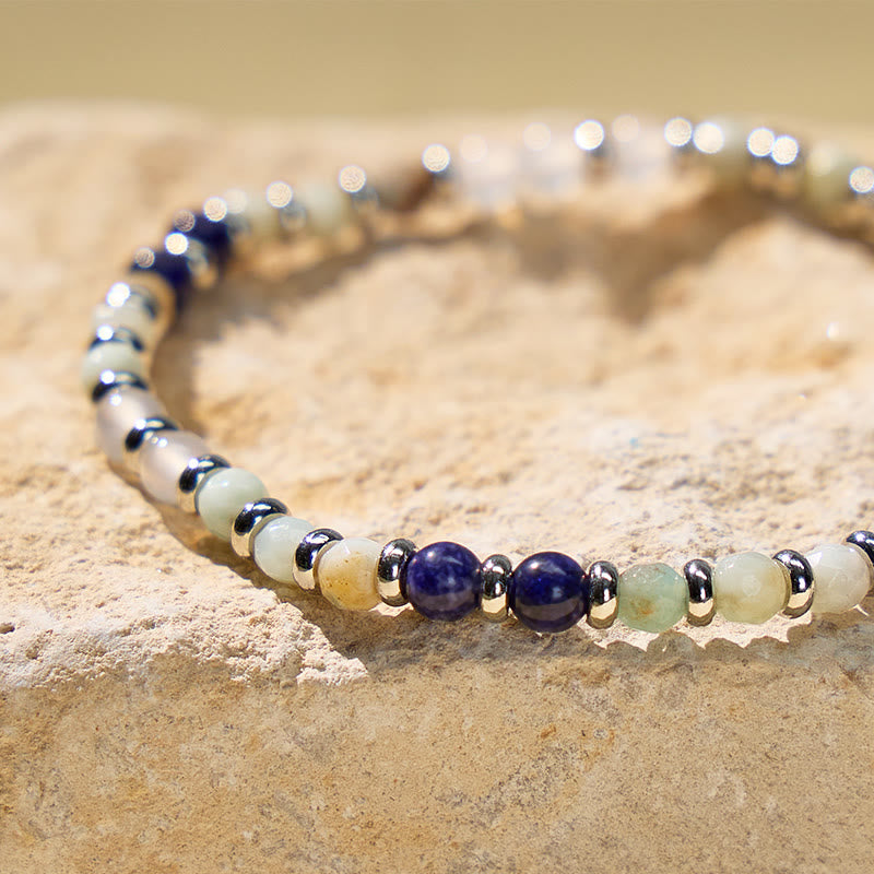 FuAttract Calm Harmony Angel Numbers Kyanite Amazonite White Agate Bracelet - image 4