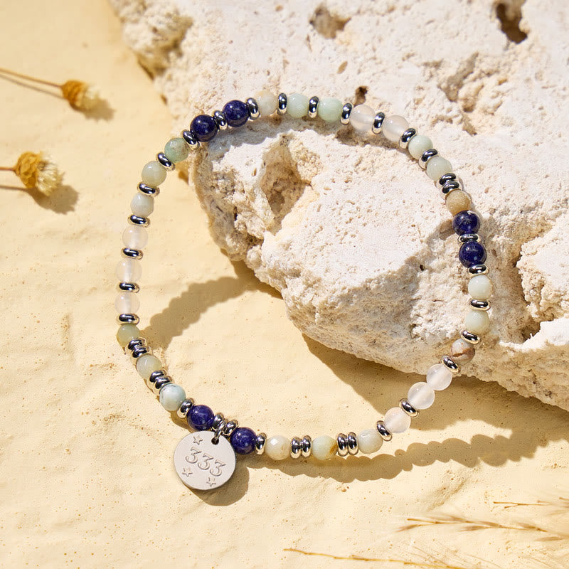 FuAttract Calm Harmony Angel Numbers Kyanite Amazonite White Agate Bracelet - 333 - image 0