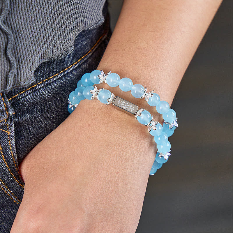 FuAttract Guidance Clarity Angel Numbers Aquamarine Stainless Steel Bracelet - image 3