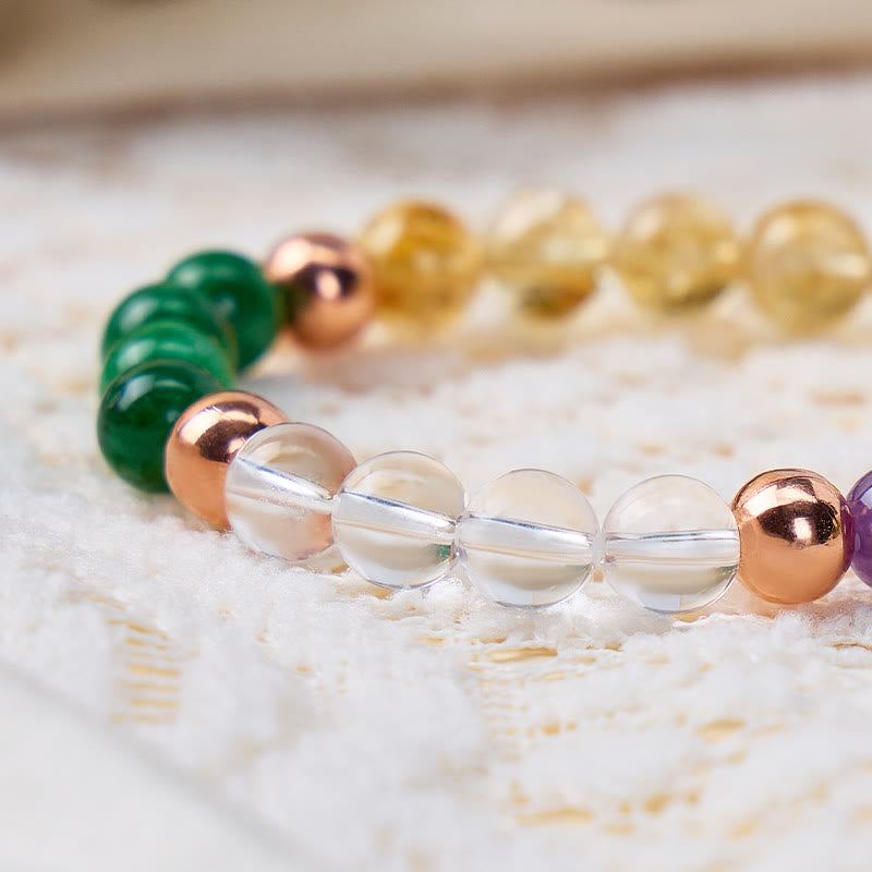 FuAttract Wealth Harmony Infinity Clear Quartz Amethyst Citrine Malachite Bracelet Set - image 4