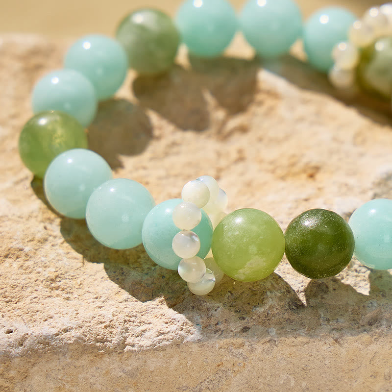 FuAttract Harmony Clarity Angel Numbers Amazonite Green Grape Serpentine Jade Pearl Bracelet - image 4