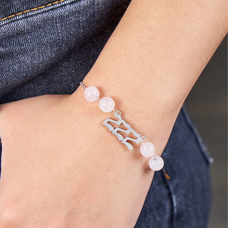 FuAttract Love Balance Angel Numbers Rose Quartz Stainless Steel Bracelet - image 6