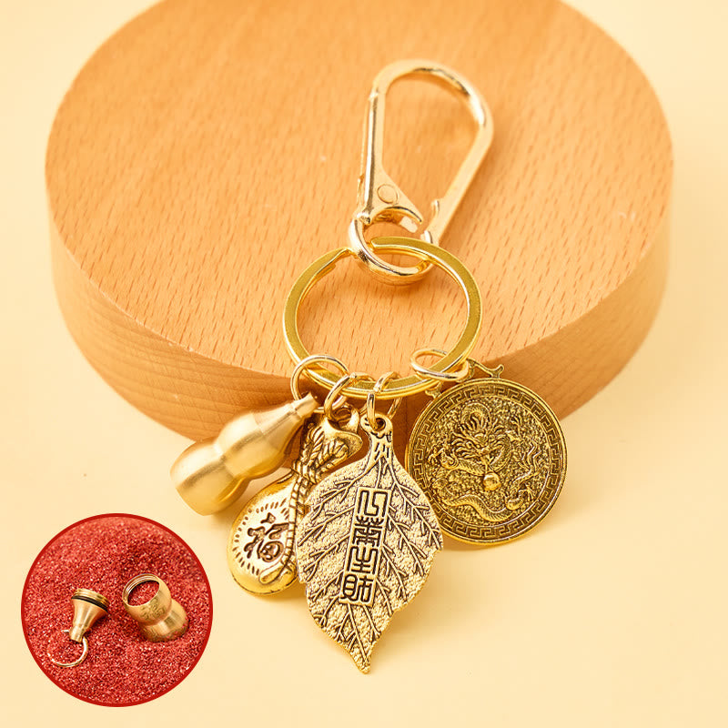 FuAttract Fortune Protection Chinese Zodiac Calabash Cinnabar Brass Keychain - Dragon - image 9